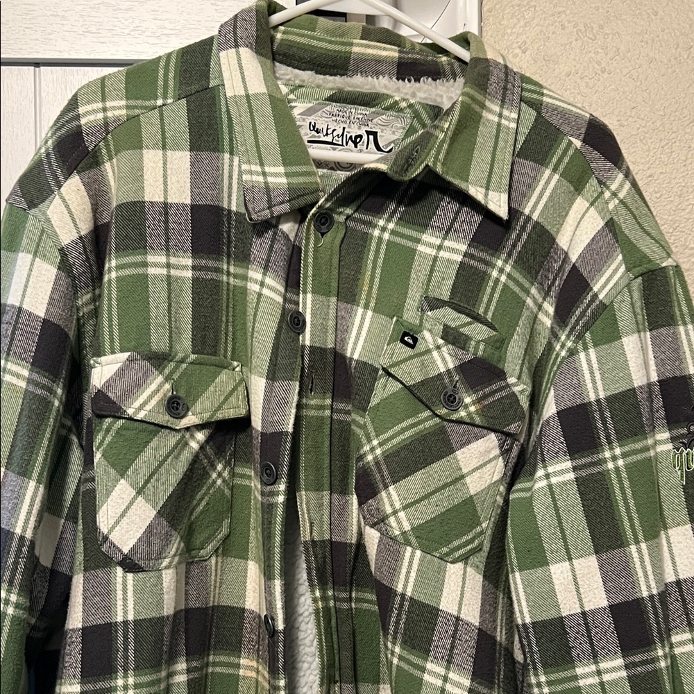 Quiksilver Green Plaid Shirt Jacket
